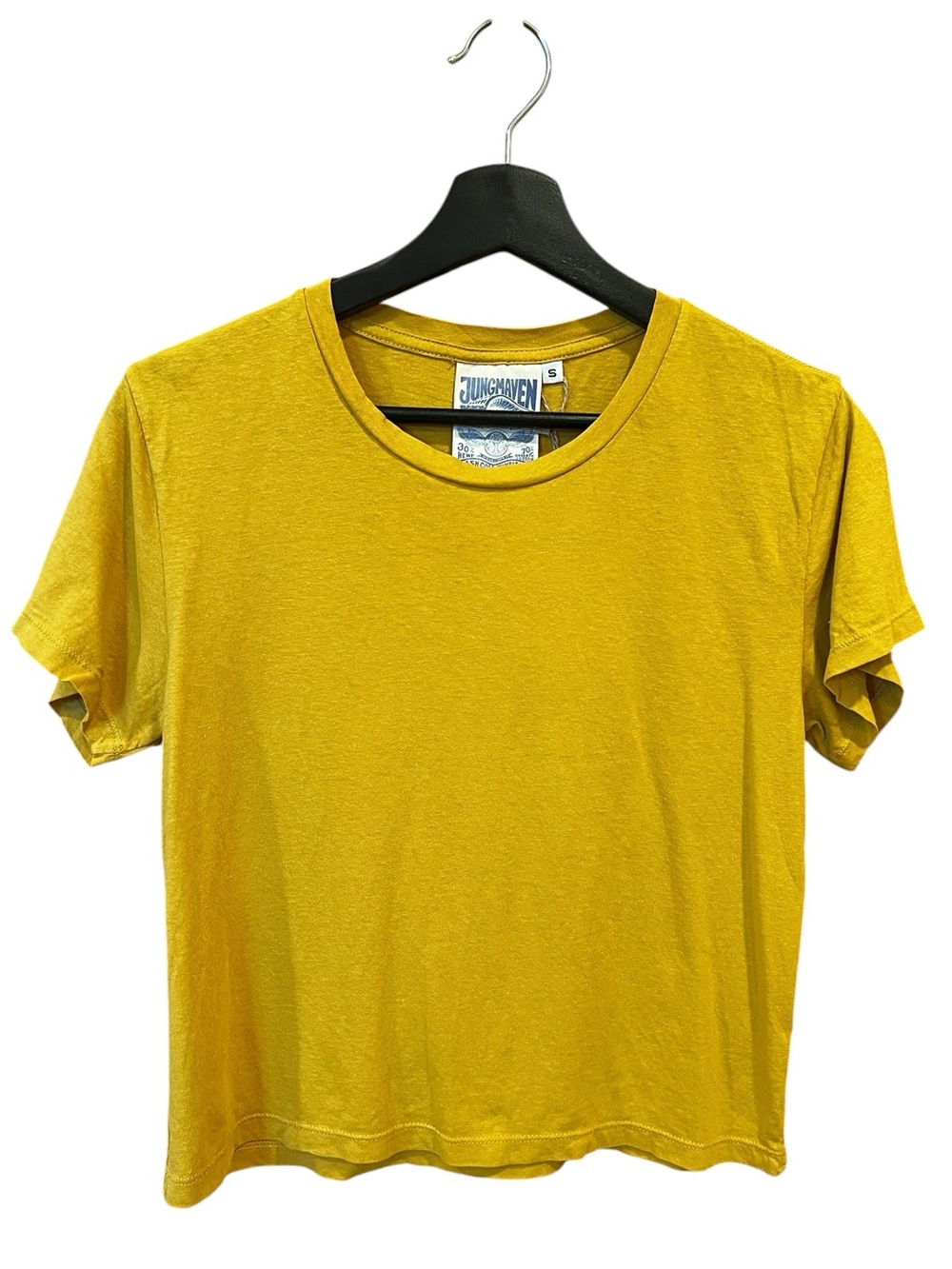 Jungmaven Hemp Crop Short Sleeve Tee Shirt Turmeric Yellow Size Small NWT Hippie